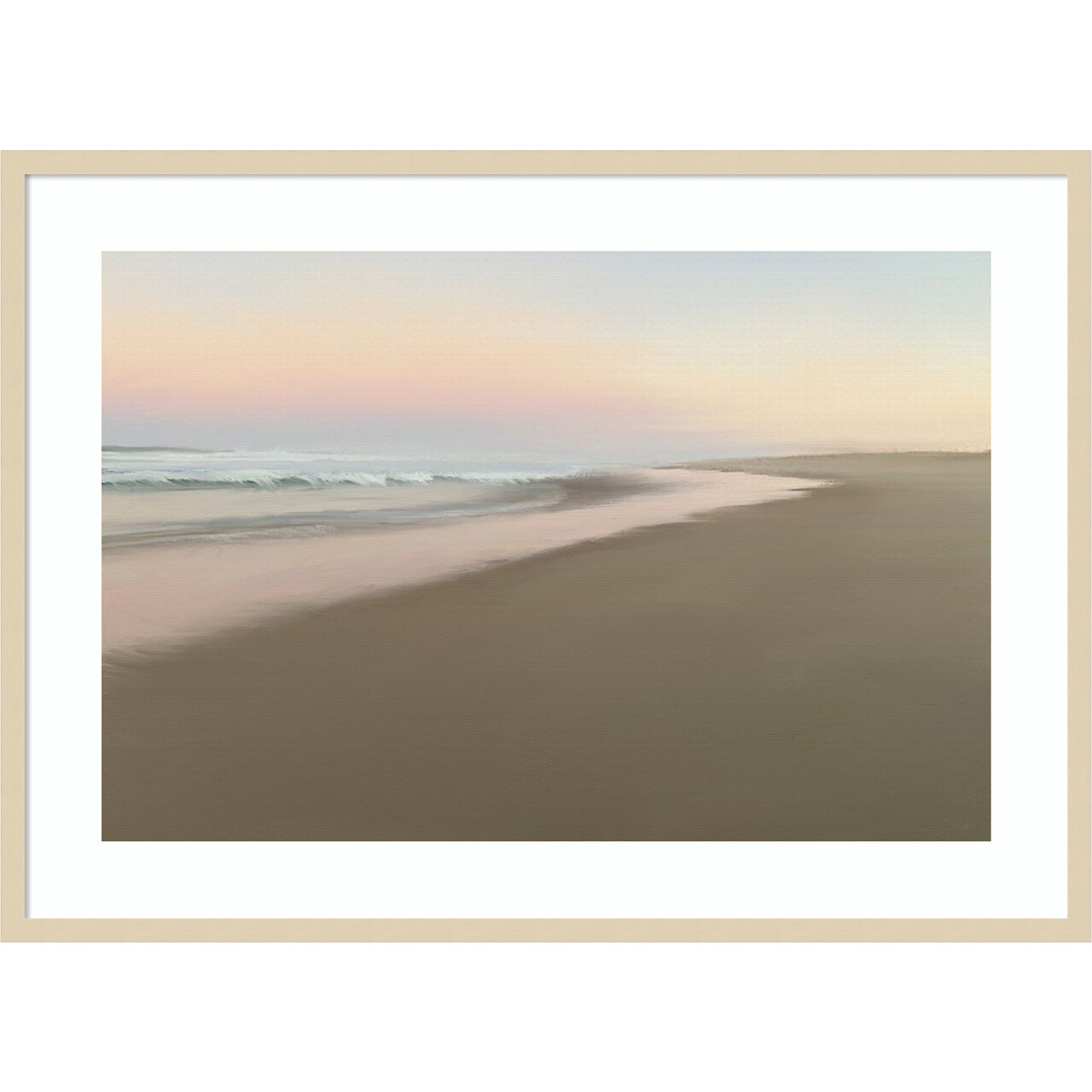 Soft Beach Embrace by JL Design Wood Framed Wall Art Print 41 in. W x 30 in. H